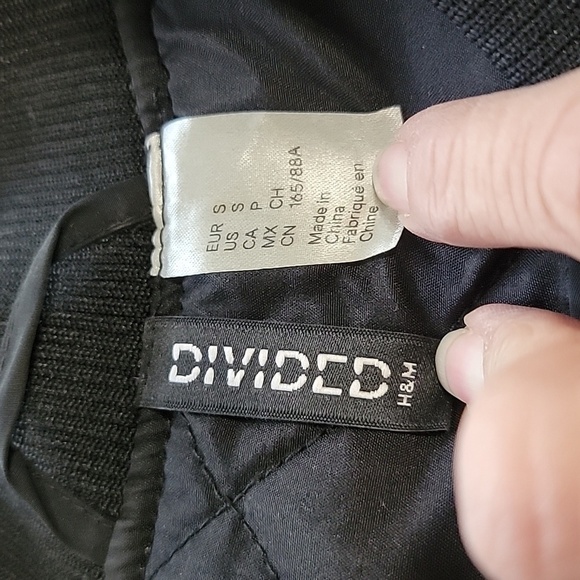 Divided (H&M) Size S Black with Orange Racing Bomber Jacket, Exc., Like New Cond - Picture 10 of 12